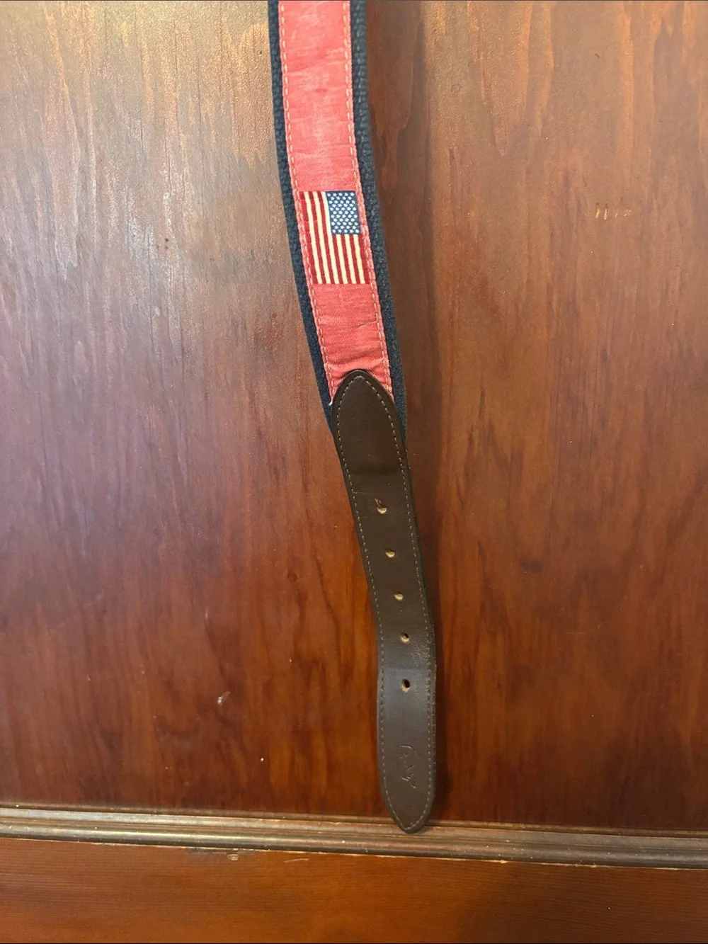 Vineyard Vines Canvas American Flag Belt Leather Buckle Ends